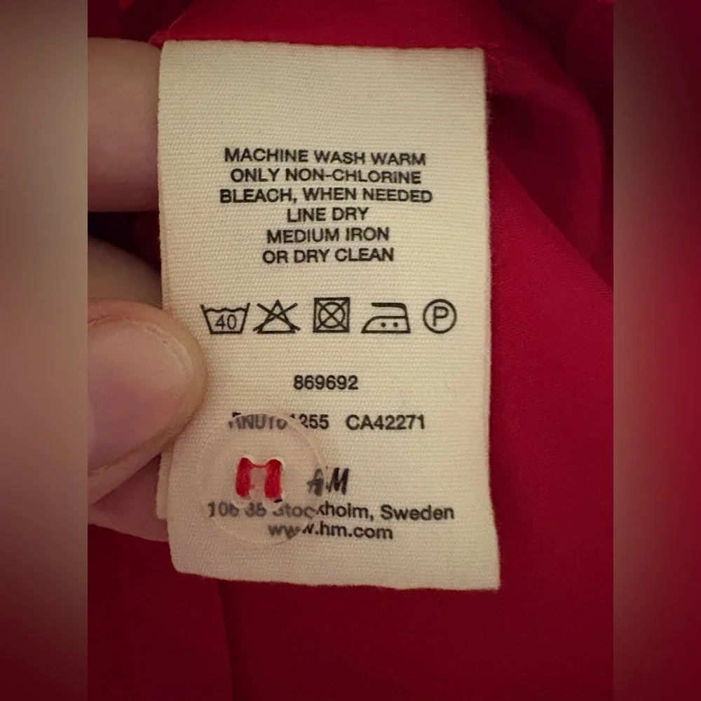 H&M Red Sleeveless V Neck Fit and Flare Textured Dress EU 38 US Medium EUC - Picture 5 of 6
